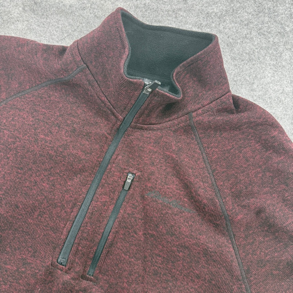 Eddie Bauer Quarter Zip Pullover Mens‎ XL Burgundy Heather Fleece Excellent